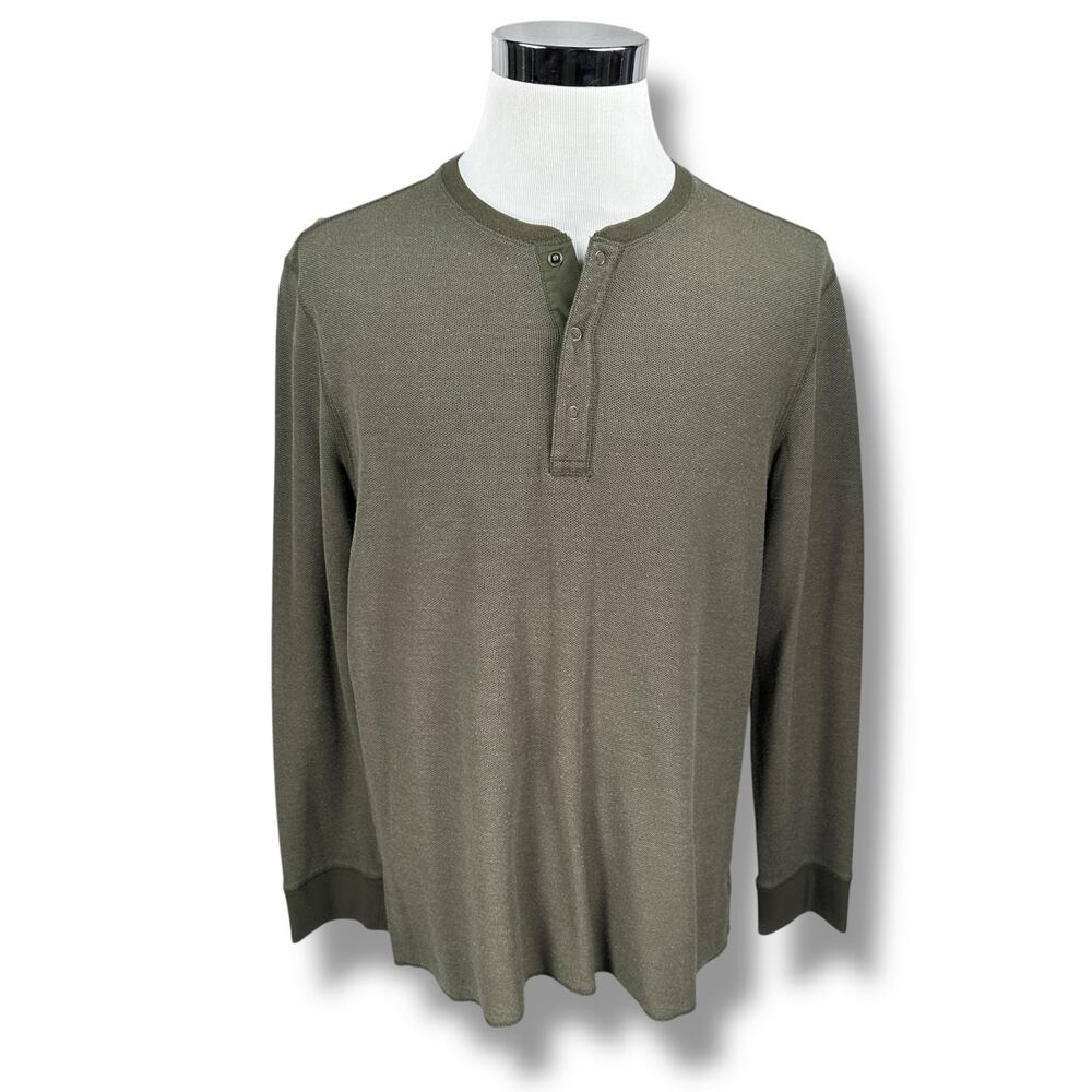 Untuckit Snap Henley Shirt Men’s XL Green Cotton Long Sleeve Classic Pullover